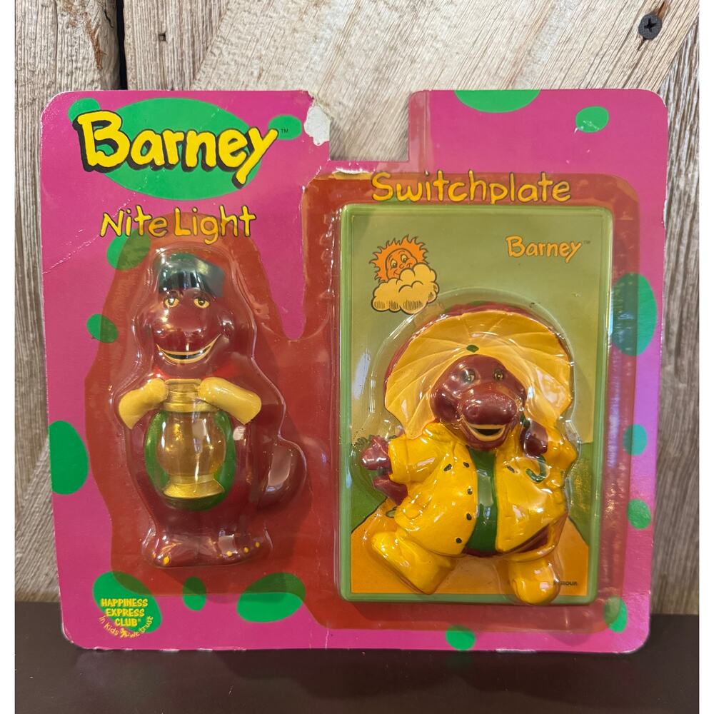 Vintage Barney Nite Night Light And Switchplate 1992 By Happiness Express Inc